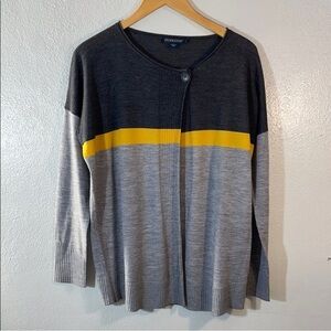 Pendleton Gray and Yellow One Button Wool Cardigan